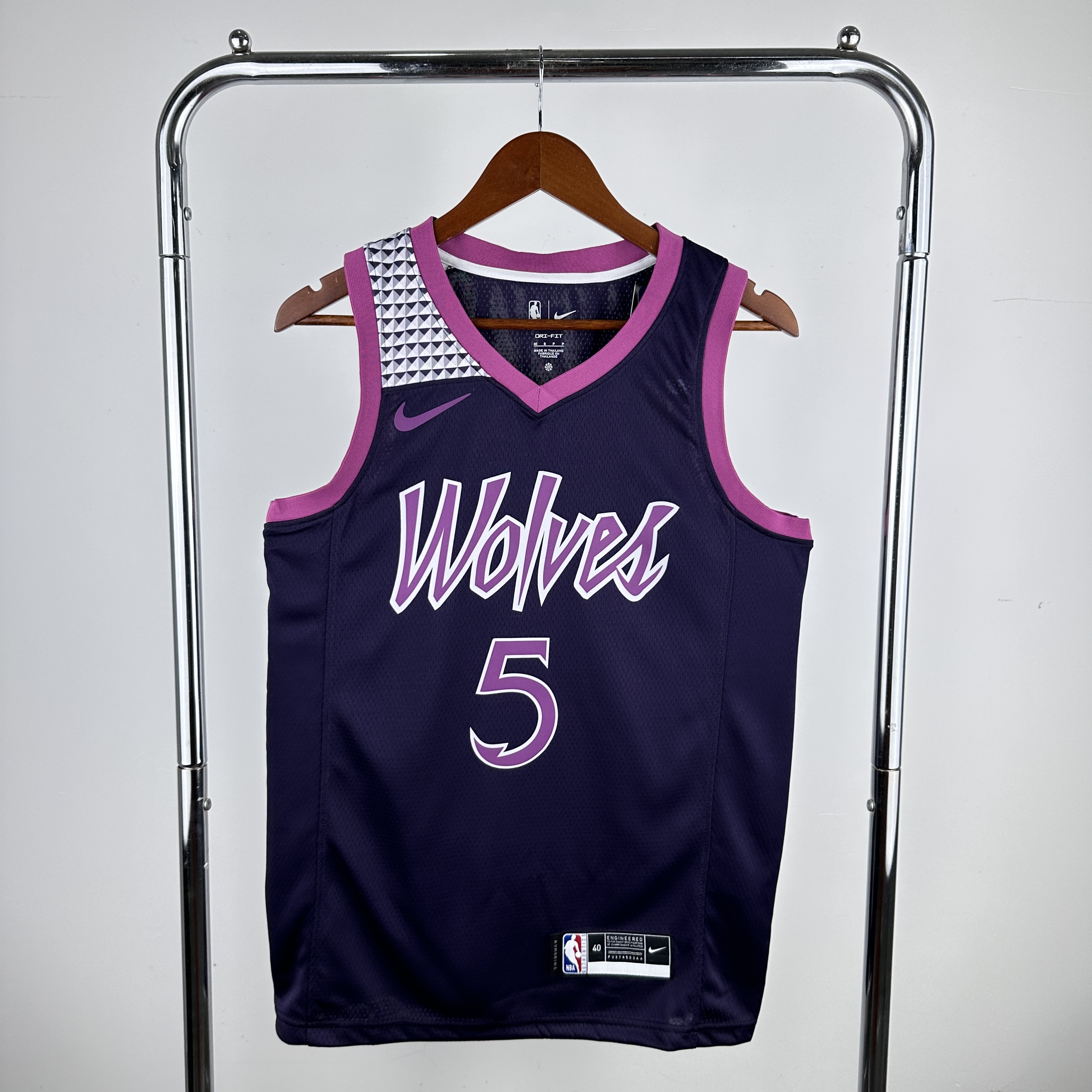 Men Minnesota Timberwolves 5 Edwards Black Purple Nike 2024 NBA Jersey